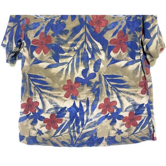 Caribbean Silk Blend Button Up Shirt Men's Size Medium Short Sleeve - Picture 4 of 7